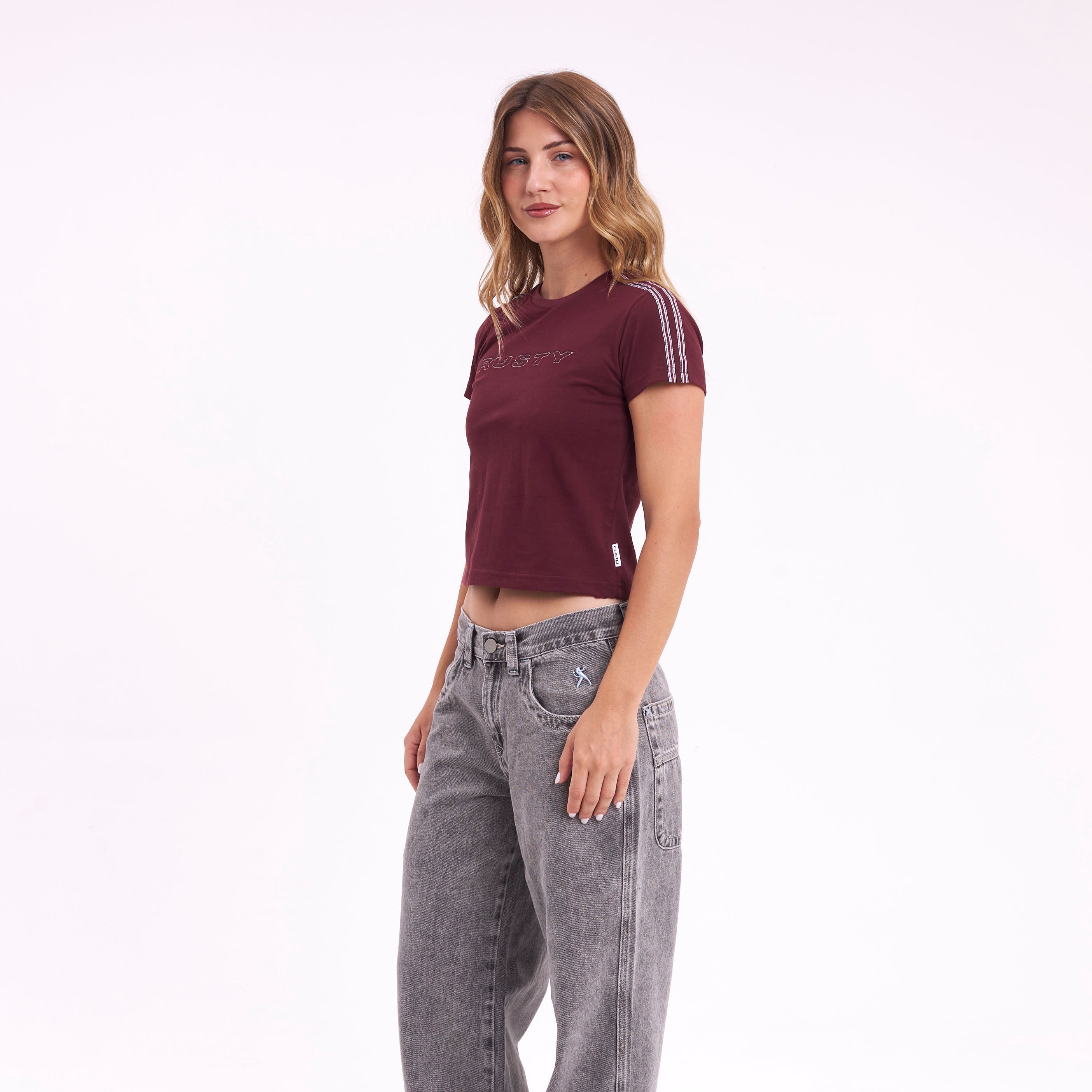 Remera Mc Rusty Stitched Up Relaxed Mini Tee Ld Burgundy - Image 4