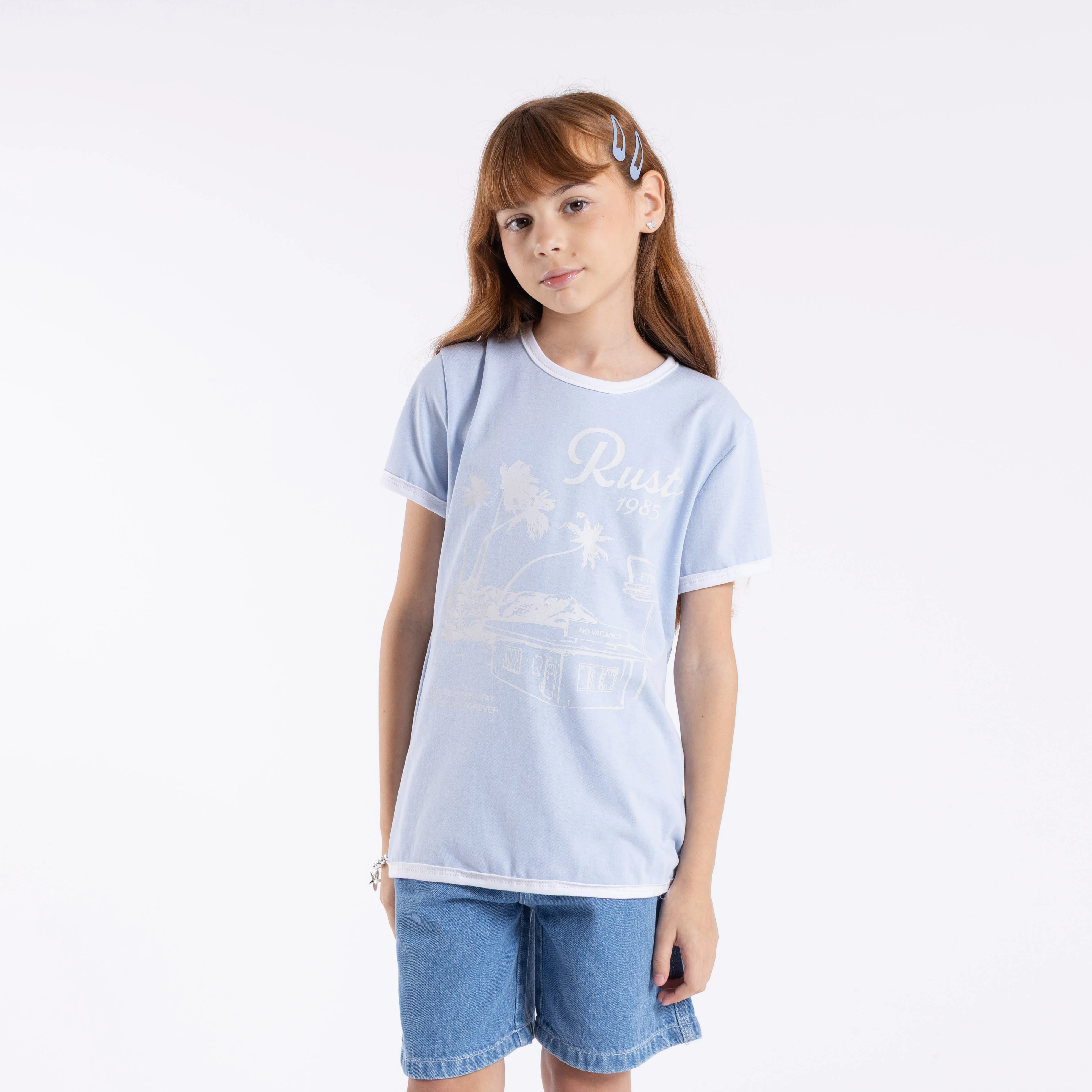 Remera Mc Rusty Sunset Wishes Ringer Tee Girls Kentucky Blue