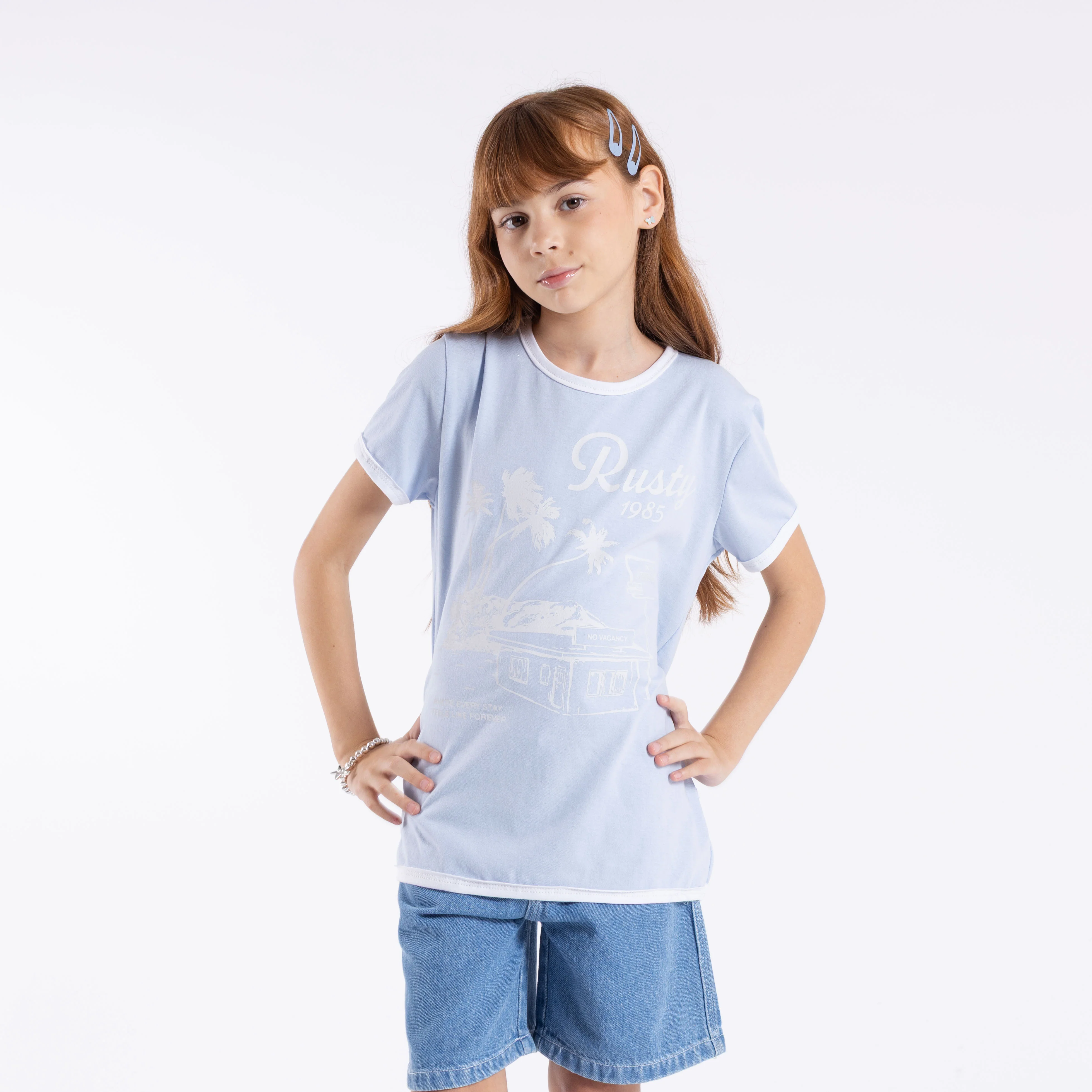 Remera Mc Rusty Sunset Wishes Ringer Tee Girls Kentucky Blue - Image 2