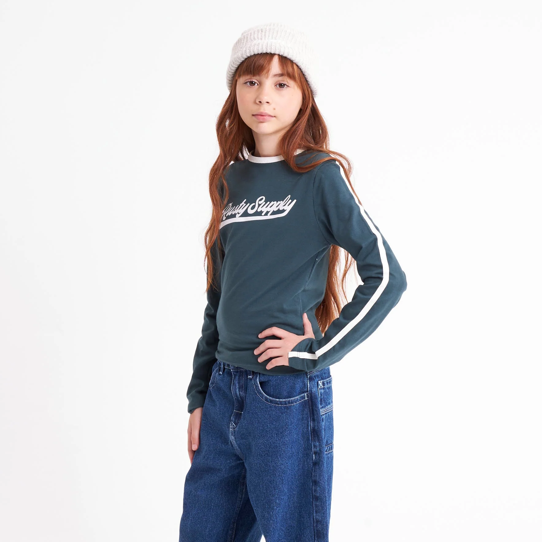 Remera Ml Rusty Supply Contrast Ls Tee Girls Green Gables - Image 3