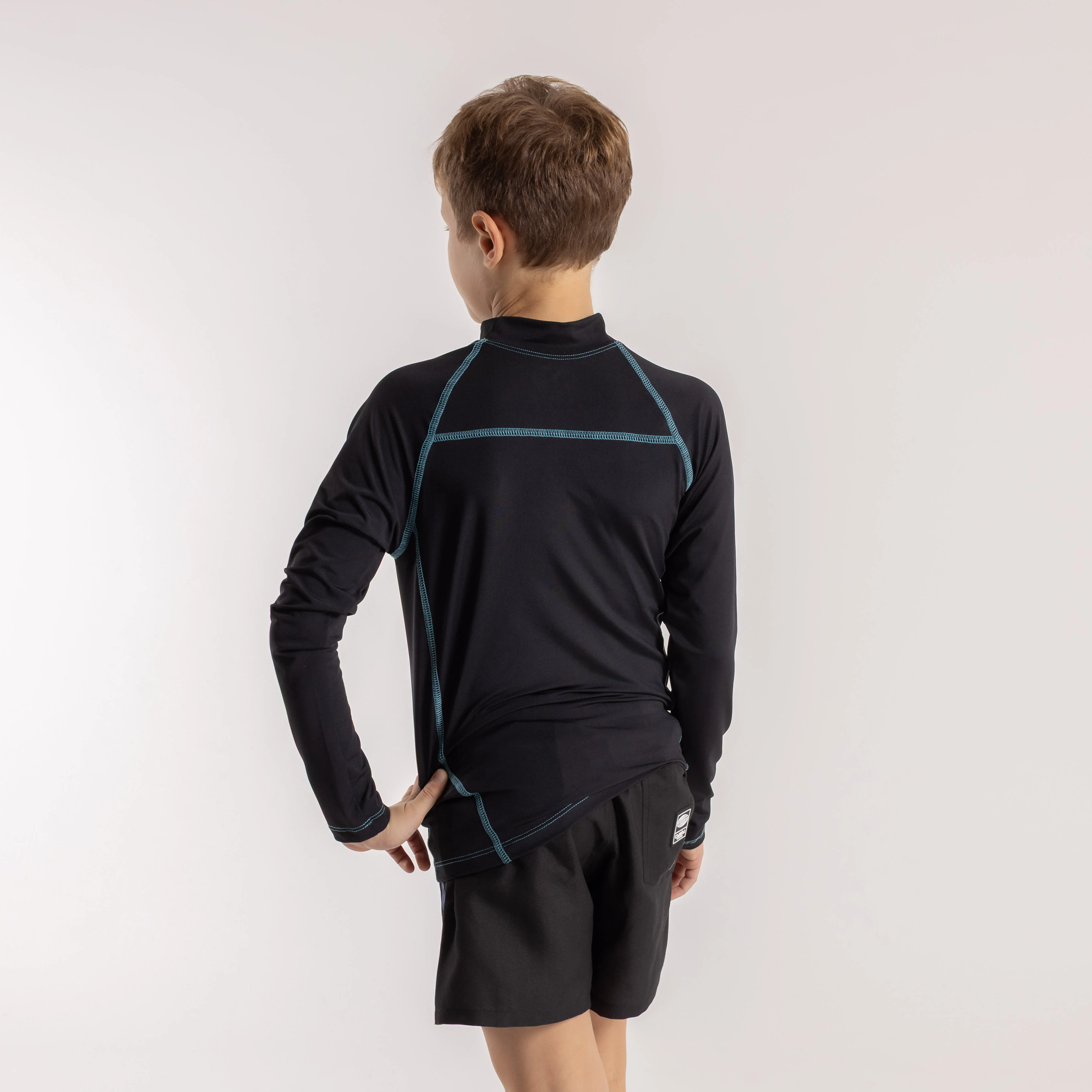 Rashie Rusty Gnaraloo Long Sleeve Surf Top Boys Black - Image 5