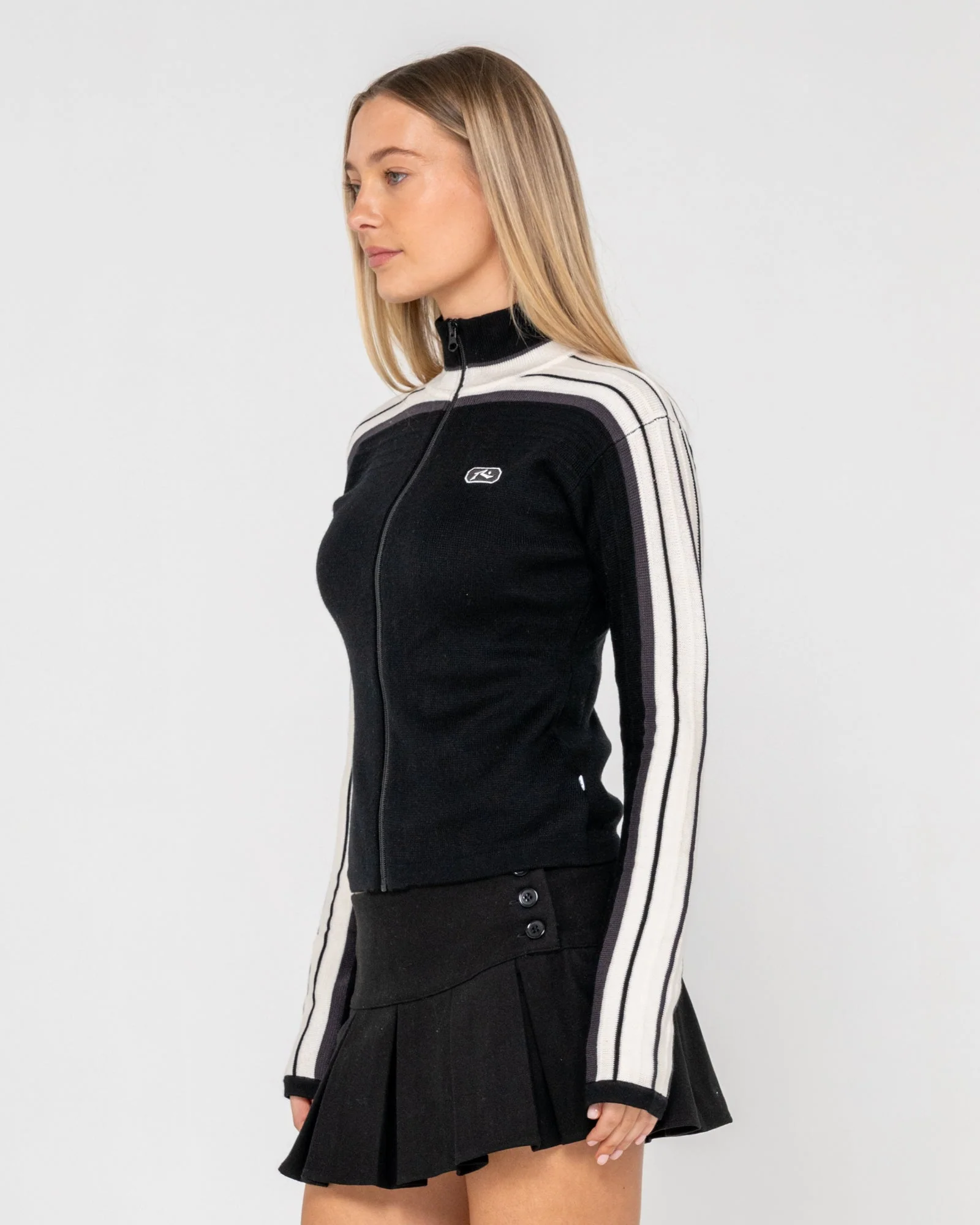 Sweater Rusty Daddy Gb Zip Through Knit Black - Image 4