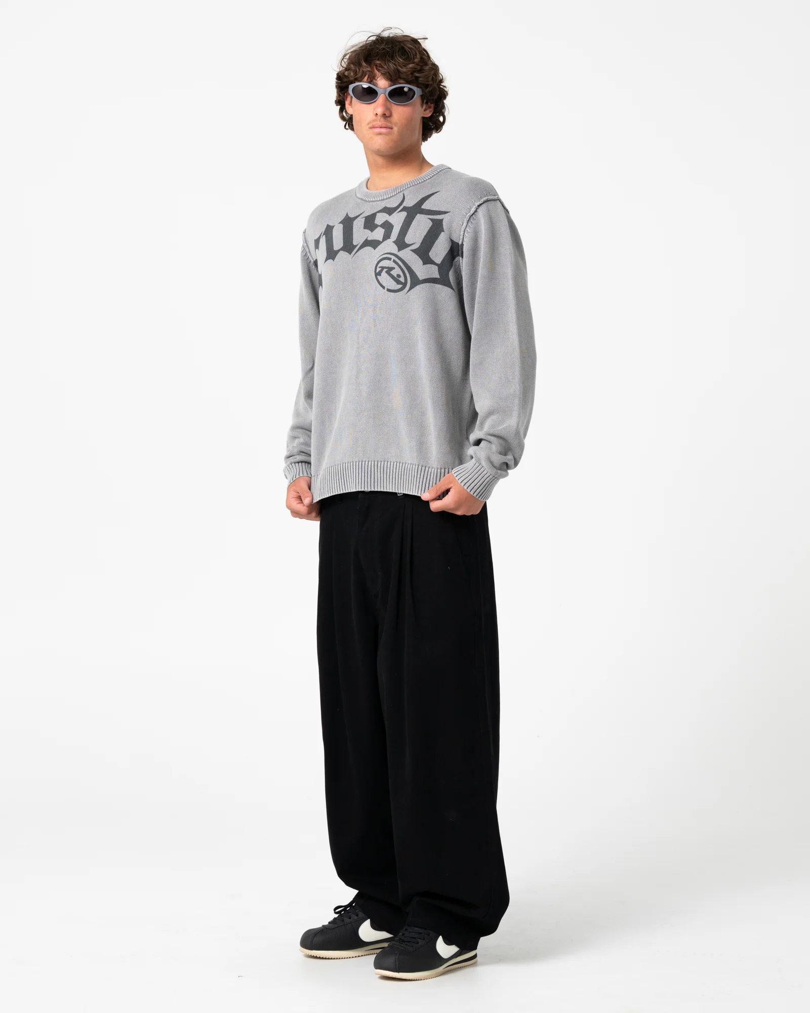 Sweater Saxon Printed Sweater Steel Blue - Image 5