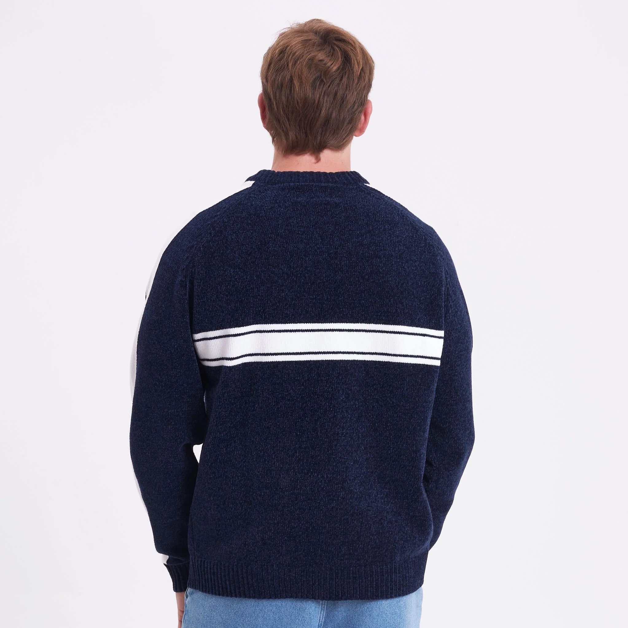 Sweater Rusty White Lines Chenille Dark Blue - Image 4