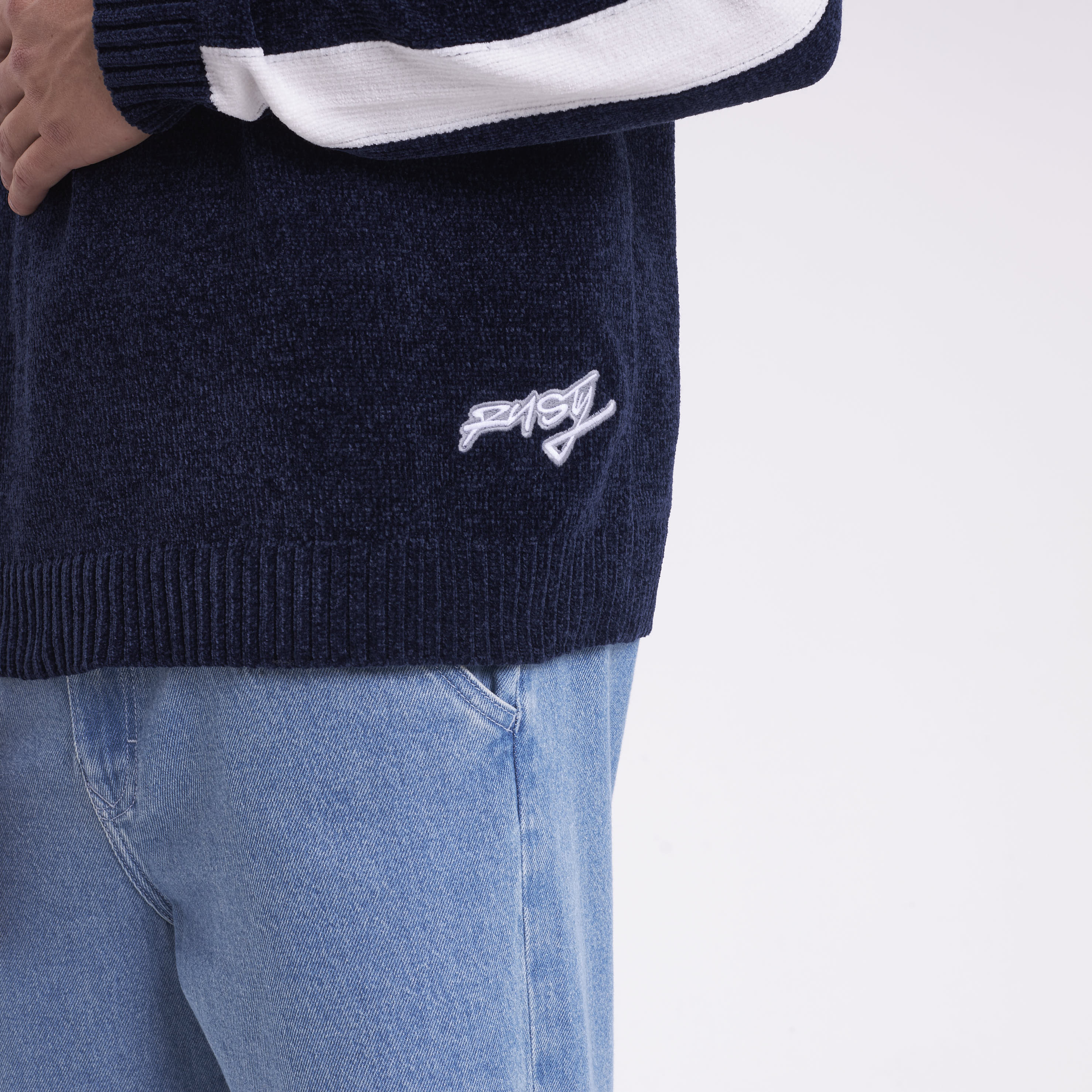Sweater Rusty White Lines Chenille Dark Blue - Image 5