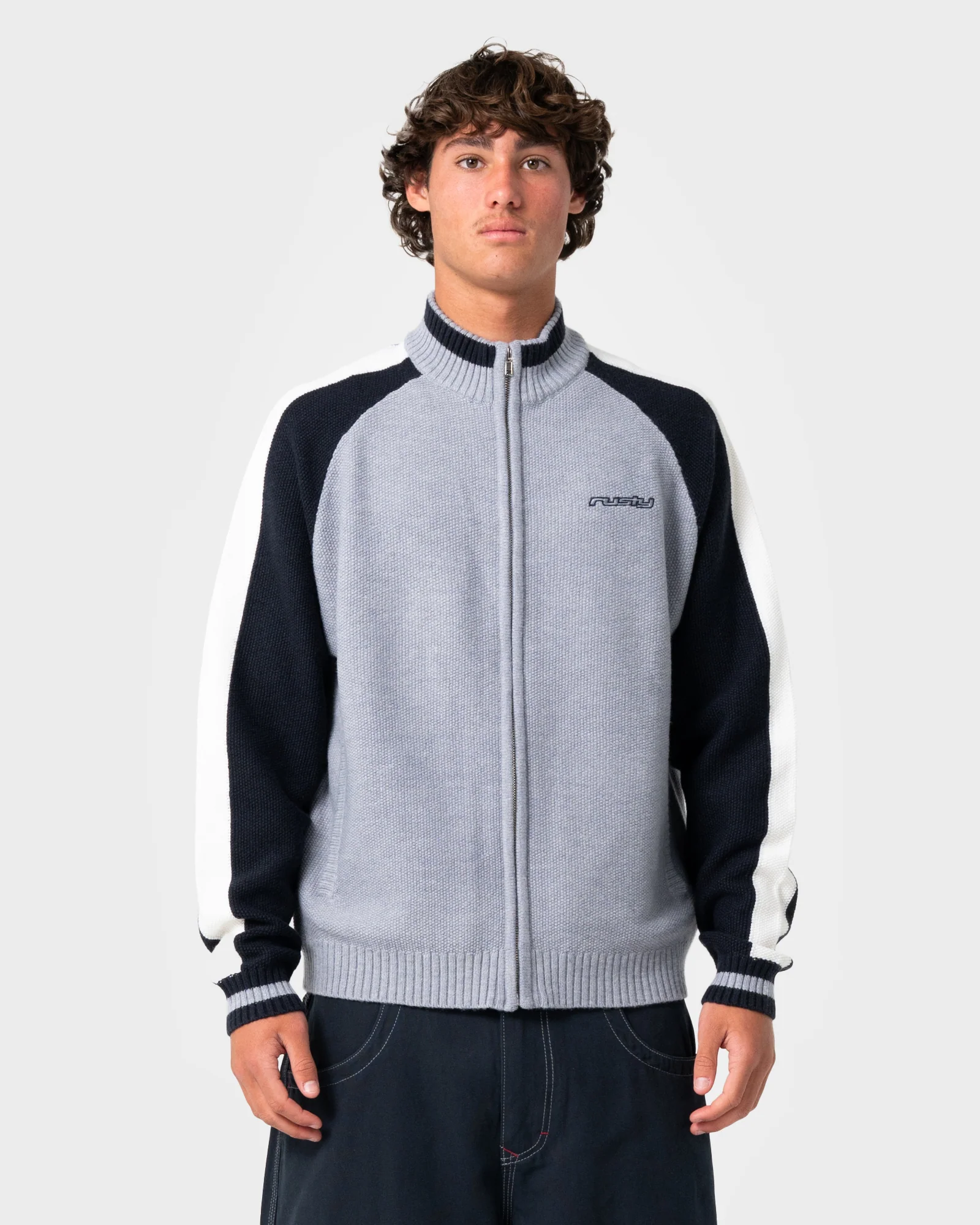 Sweater Rusty Sparsity Knitted Bomber Grey Marle - Image 2