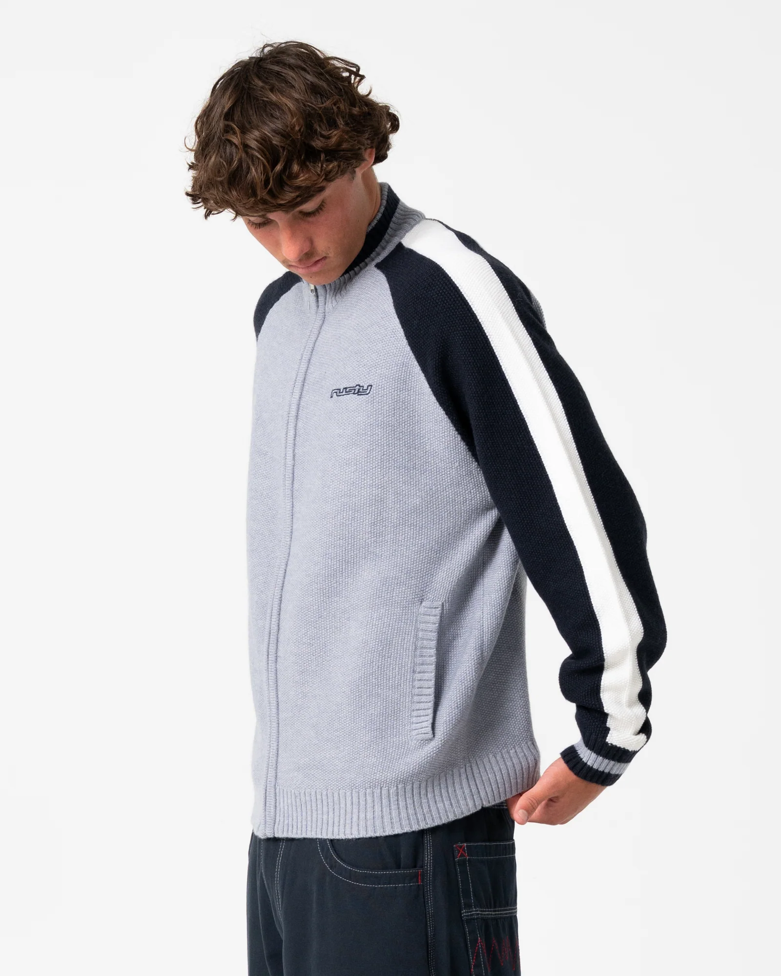 Sweater Rusty Sparsity Knitted Bomber Grey Marle - Image 4