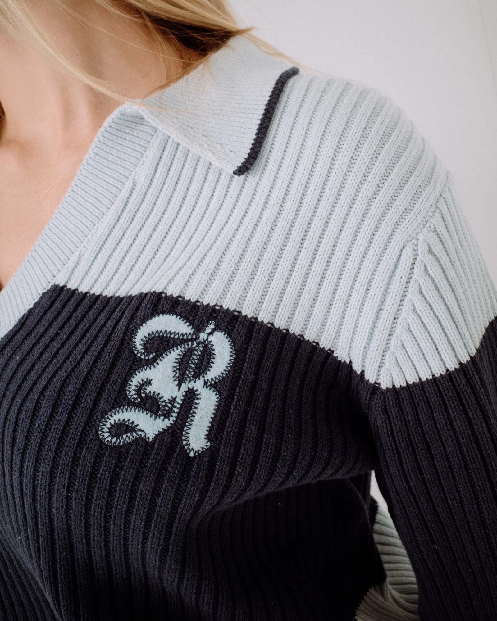 Sweater Rusty Try Me Knitted Rugby Top Retro Blue/Navy - Image 3