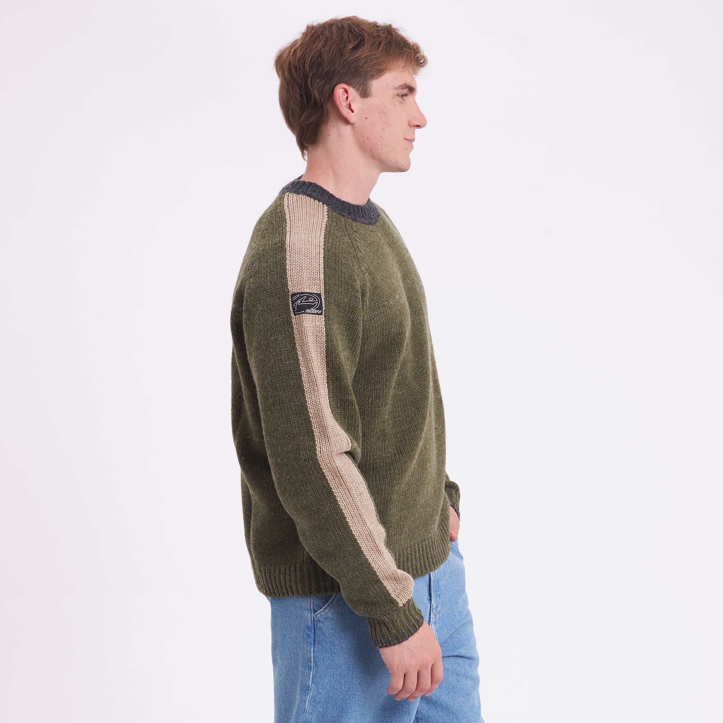 Sweater Rusty Fishermans Boxy Knitted Crew Shadow Army - Image 2